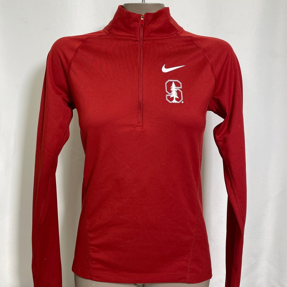 Stanford Cardinal NCAA Nike Dri-FIT 1/4 Zip Red Athletic Pullover Women's XS